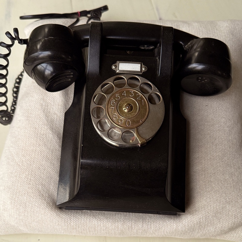 Vintage Black Wall Mount Rotary Dial Telephone